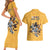 Custom Rugby Southern Hemisphere Couples Matching Short Sleeve Bodycon Dress and Hawaiian Shirt Argentina AUNZ South Africa Mascot Gold - Polynesian Pride