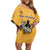Custom Rugby Southern Hemisphere Family Matching Off Shoulder Short Dress and Hawaiian Shirt Argentina AUNZ South Africa Mascot Gold - Polynesian Pride