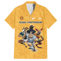 Custom Rugby Southern Hemisphere Family Matching Summer Maxi Dress and Hawaiian Shirt Argentina AUNZ South Africa Mascot Gold - Polynesian Pride