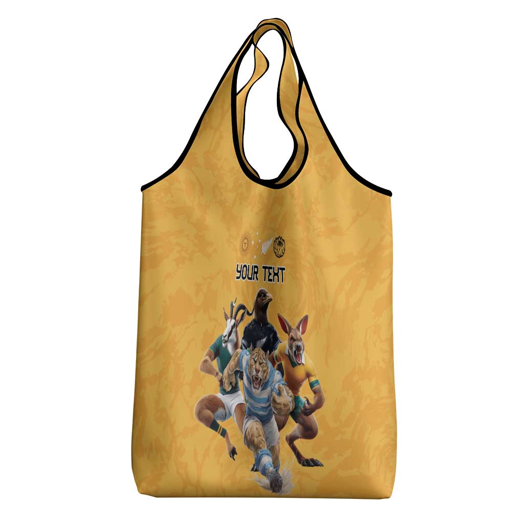 Custom Rugby Southern Hemisphere Grocery Bag Argentina AUNZ South Africa Mascot Gold - Polynesian Pride
