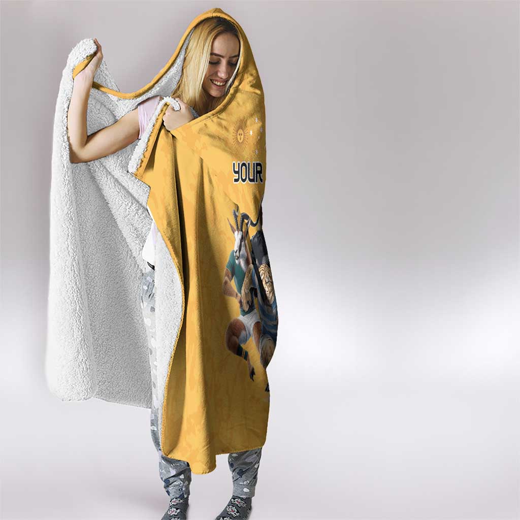 Custom Rugby Southern Hemisphere Hooded Blanket Argentina AUNZ South Africa Mascot Gold - Polynesian Pride