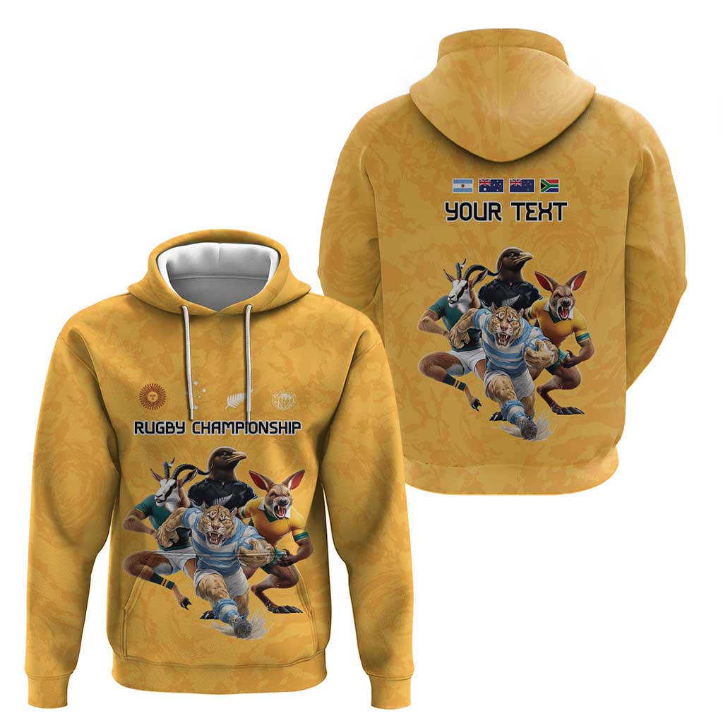 Custom Rugby Southern Hemisphere Hoodie Argentina AUNZ South Africa Mascot Gold - Polynesian Pride