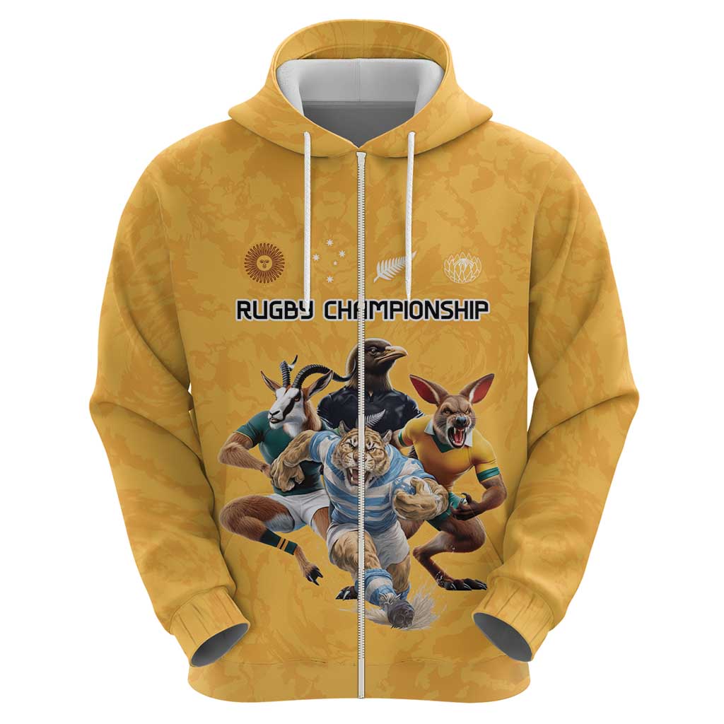 Custom Rugby Southern Hemisphere Hoodie Argentina AUNZ South Africa Mascot Gold - Polynesian Pride