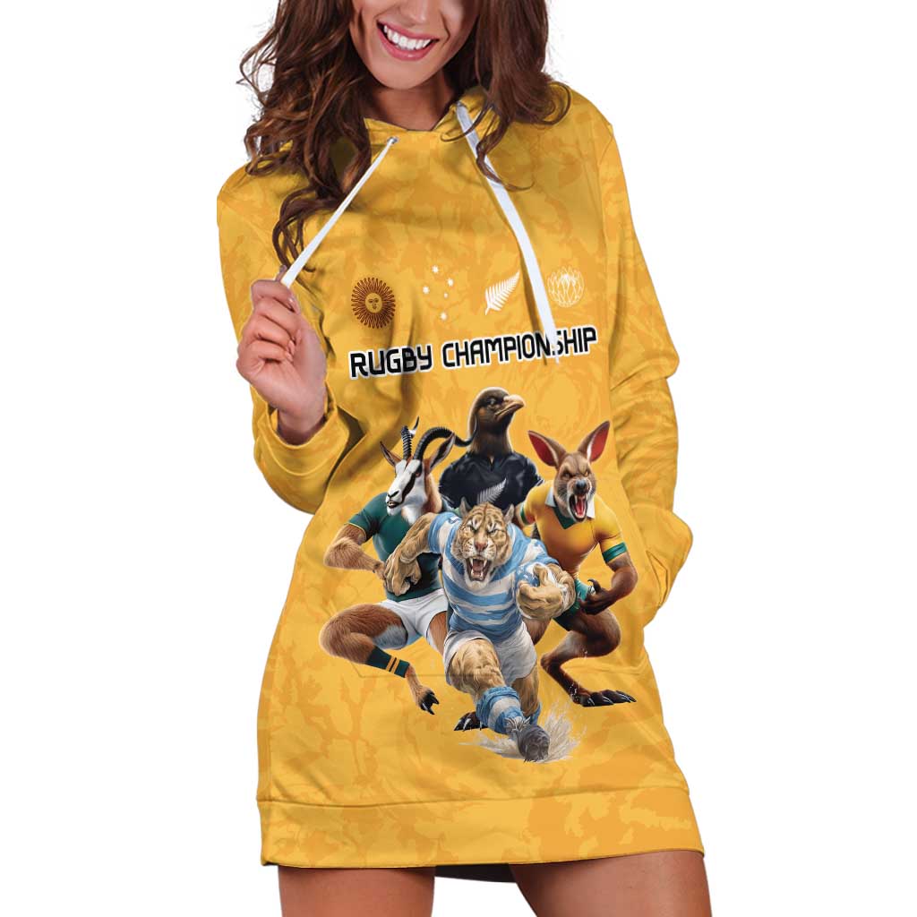 Custom Rugby Southern Hemisphere Hoodie Dress Argentina AUNZ South Africa Mascot Gold - Polynesian Pride