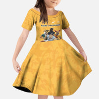 Custom Rugby Southern Hemisphere Kid Short Sleeve Dress Argentina AUNZ South Africa Mascot Gold - Polynesian Pride