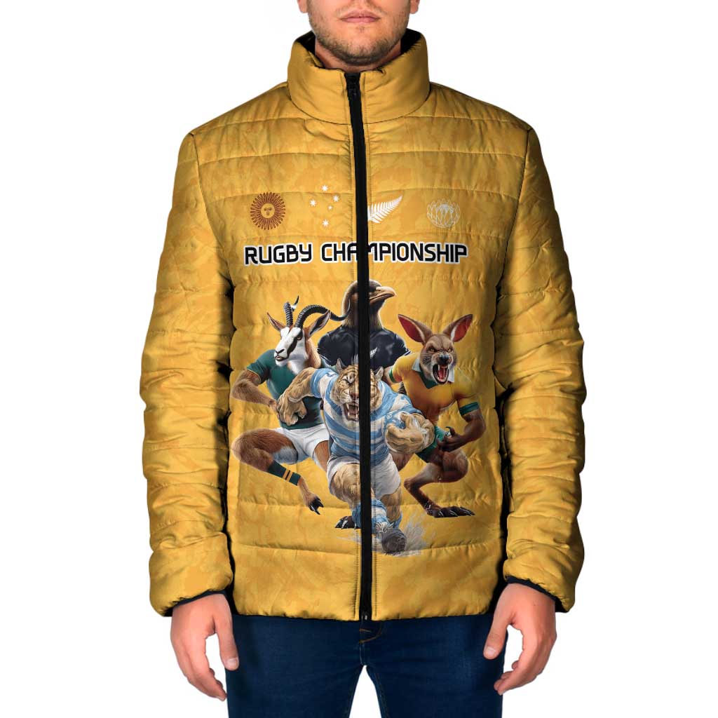 Custom Rugby Southern Hemisphere Padded Jacket Argentina AUNZ South Africa Mascot Gold - Polynesian Pride