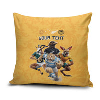 Custom Rugby Southern Hemisphere Pillow Cover Argentina AUNZ South Africa Mascot Gold - Polynesian Pride