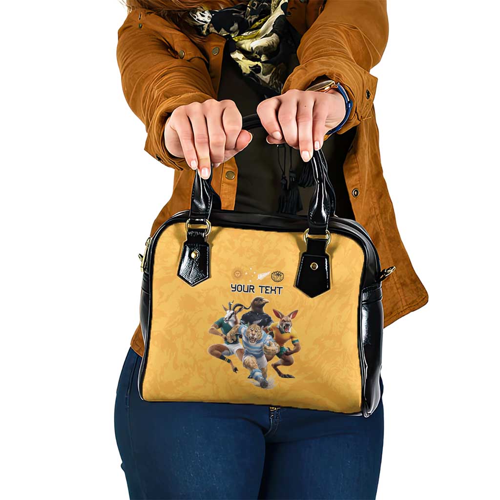Custom Rugby Southern Hemisphere Shoulder Handbag Argentina AUNZ South Africa Mascot Gold - Polynesian Pride