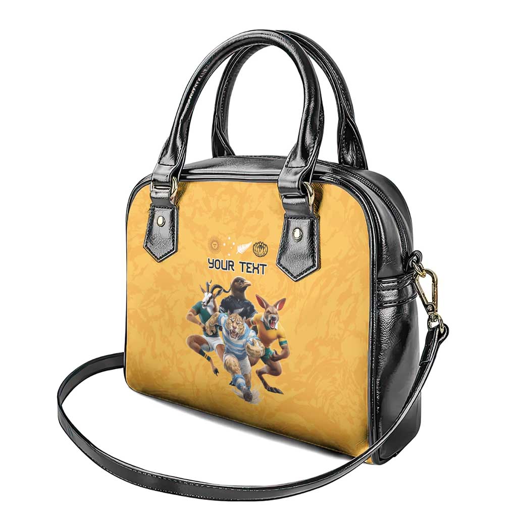 Custom Rugby Southern Hemisphere Shoulder Handbag Argentina AUNZ South Africa Mascot Gold - Polynesian Pride