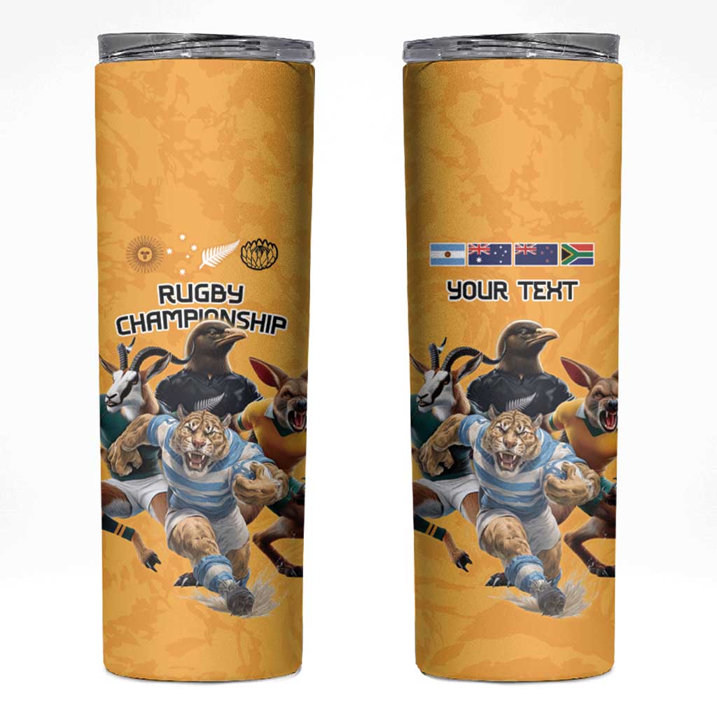 Custom Rugby Southern Hemisphere Skinny Tumbler Argentina AUNZ South Africa Mascot Gold - Polynesian Pride