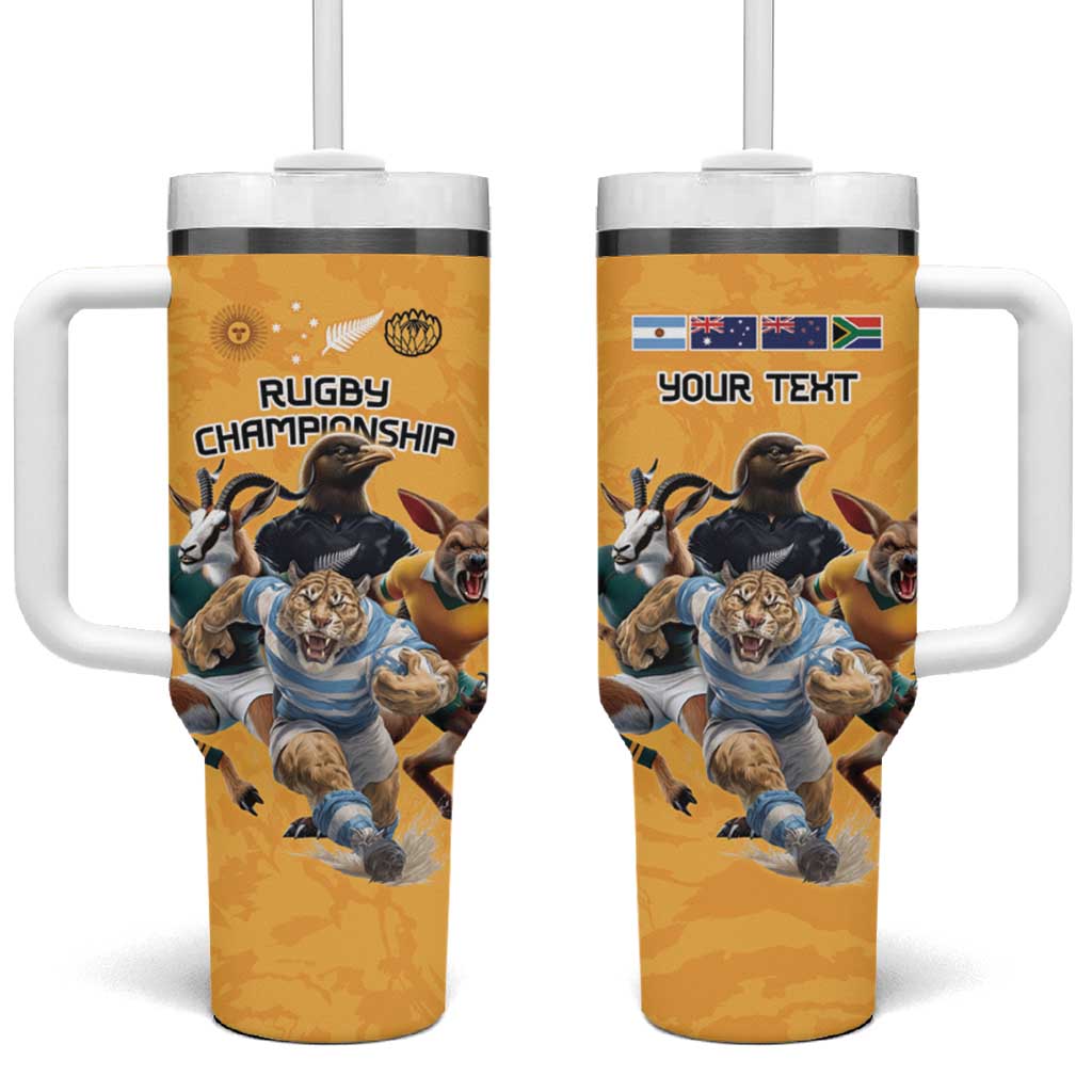 Custom Rugby Southern Hemisphere Tumbler With Handle Argentina AUNZ South Africa Mascot Gold - Polynesian Pride