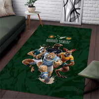 Custom Rugby Southern Hemisphere Area Rug Argentina AUNZ South Africa Mascot Green - Polynesian Pride