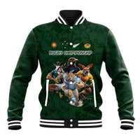 Custom Rugby Southern Hemisphere Baseball Jacket Argentina AUNZ South Africa Mascot Green - Polynesian Pride