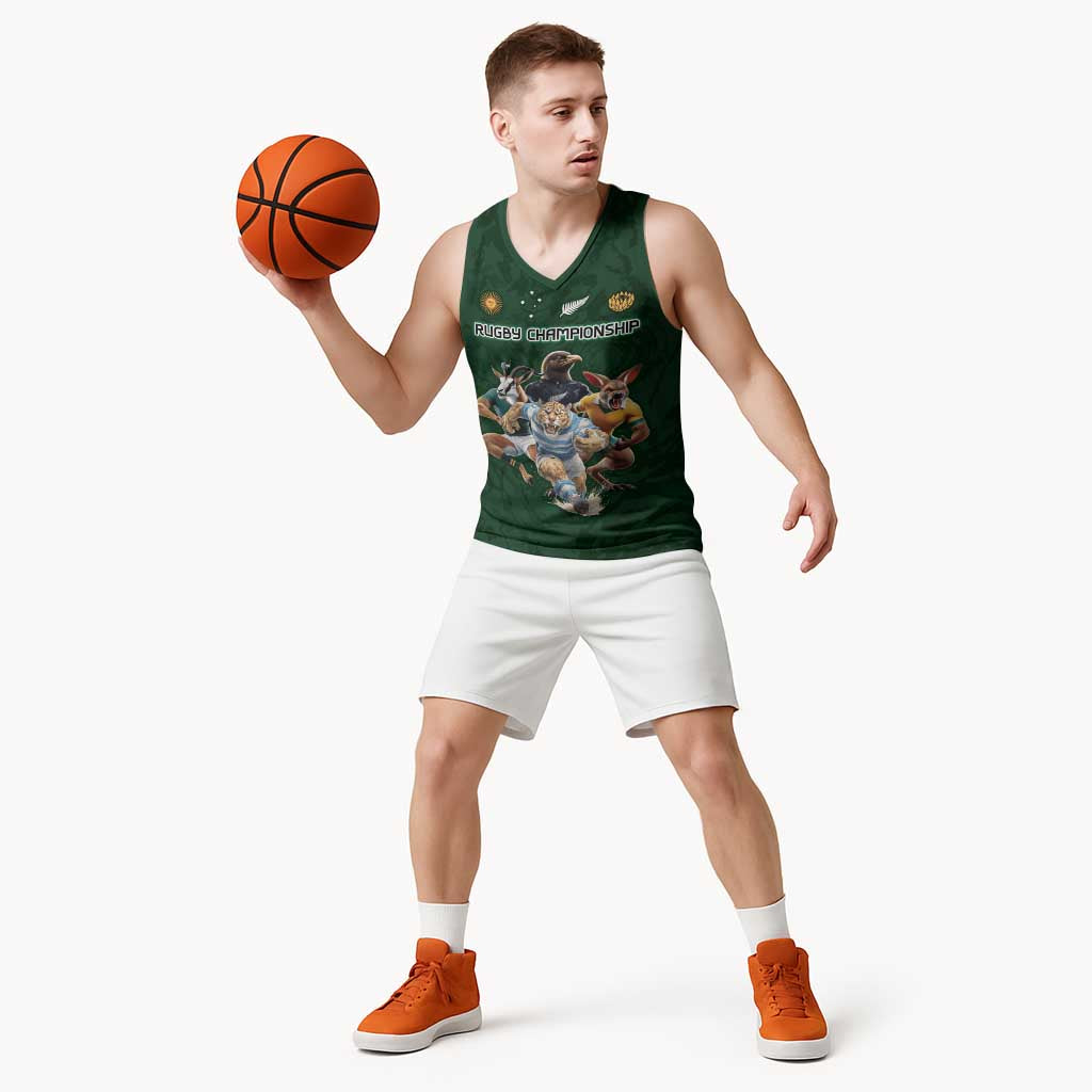 Custom Rugby Southern Hemisphere Basketball Jersey Argentina AUNZ South Africa Mascot Green - Polynesian Pride