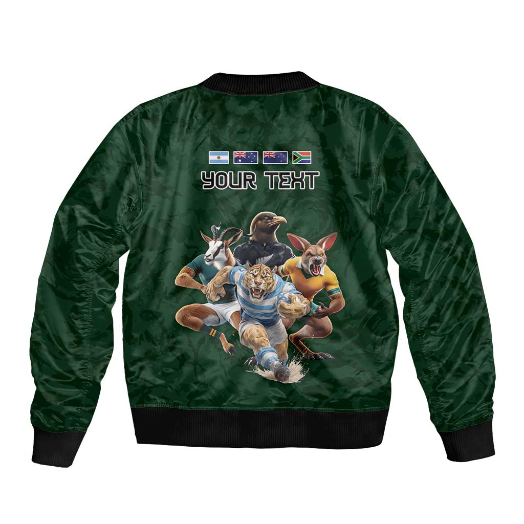 Custom Rugby Southern Hemisphere Bomber Jacket Argentina AUNZ South Africa Mascot Green LT9 - Polynesian Pride