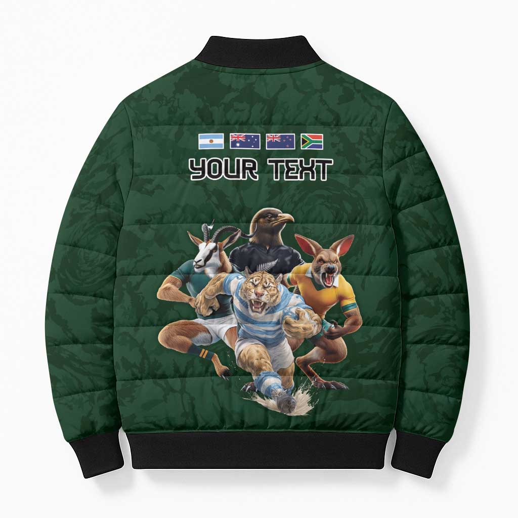 Custom Rugby Southern Hemisphere Bomber Puffer Jacket Argentina AUNZ South Africa Mascot Green LT9 - Polynesian Pride