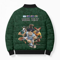Custom Rugby Southern Hemisphere Bomber Puffer Jacket Argentina AUNZ South Africa Mascot Green LT9 - Polynesian Pride