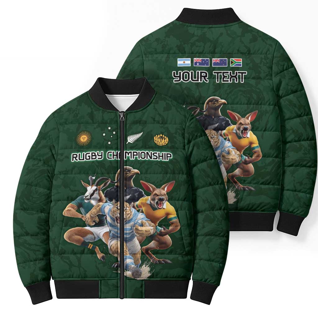 Custom Rugby Southern Hemisphere Bomber Puffer Jacket Argentina AUNZ South Africa Mascot Green LT9 - Polynesian Pride