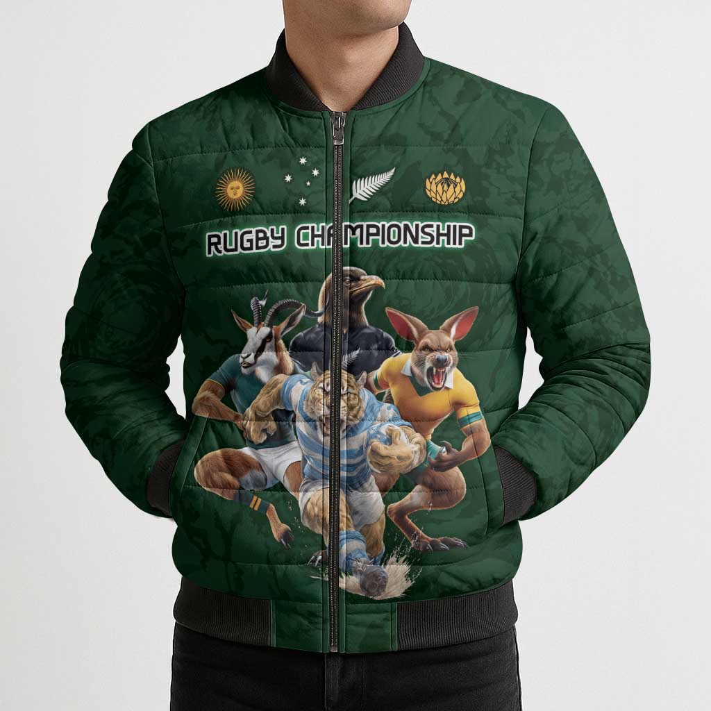 Custom Rugby Southern Hemisphere Bomber Puffer Jacket Argentina AUNZ South Africa Mascot Green LT9 - Polynesian Pride