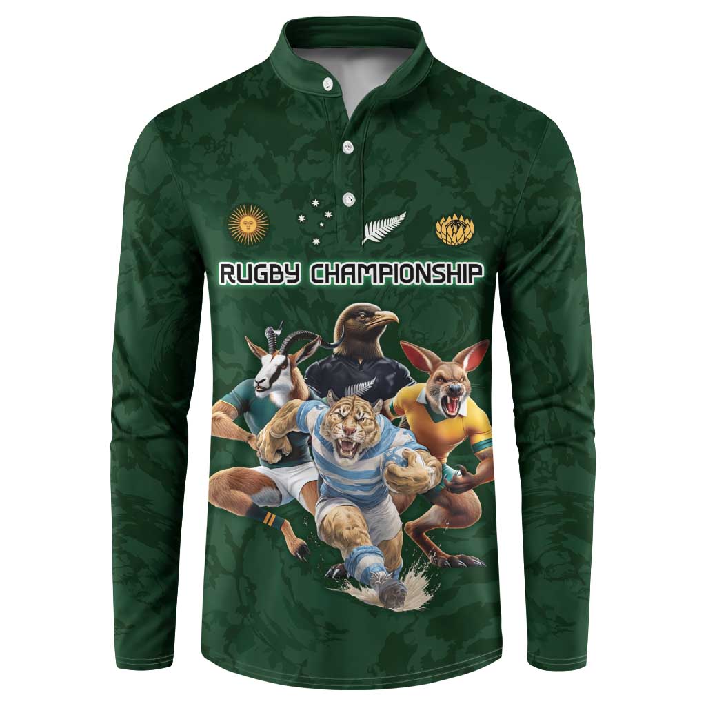 Custom Rugby Southern Hemisphere Button Sweatshirt Argentina AUNZ South Africa Mascot Green - Polynesian Pride