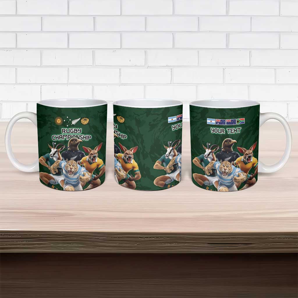 Custom Rugby Southern Hemisphere Ceramic Mug Argentina AUNZ South Africa Mascot Green - Polynesian Pride