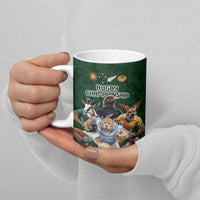 Custom Rugby Southern Hemisphere Ceramic Mug Argentina AUNZ South Africa Mascot Green - Polynesian Pride