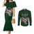 Custom Rugby Southern Hemisphere Couples Matching Mermaid Dress and Long Sleeve Button Shirt Argentina AUNZ South Africa Mascot Green - Polynesian Pride