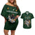 Custom Rugby Southern Hemisphere Couples Matching Off Shoulder Short Dress and Hawaiian Shirt Argentina AUNZ South Africa Mascot Green - Polynesian Pride