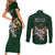 Custom Rugby Southern Hemisphere Couples Matching Short Sleeve Bodycon Dress and Long Sleeve Button Shirt Argentina AUNZ South Africa Mascot Green - Polynesian Pride