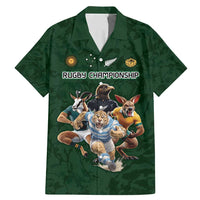 Custom Rugby Southern Hemisphere Family Matching Mermaid Dress and Hawaiian Shirt Argentina AUNZ South Africa Mascot Green - Polynesian Pride