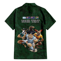 Custom Rugby Southern Hemisphere Family Matching Mermaid Dress and Hawaiian Shirt Argentina AUNZ South Africa Mascot Green - Polynesian Pride