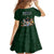 Custom Rugby Southern Hemisphere Family Matching Off Shoulder Short Dress and Hawaiian Shirt Argentina AUNZ South Africa Mascot Green - Polynesian Pride