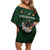 Custom Rugby Southern Hemisphere Family Matching Off Shoulder Short Dress and Hawaiian Shirt Argentina AUNZ South Africa Mascot Green - Polynesian Pride