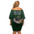 Custom Rugby Southern Hemisphere Family Matching Off Shoulder Short Dress and Hawaiian Shirt Argentina AUNZ South Africa Mascot Green - Polynesian Pride