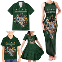Custom Rugby Southern Hemisphere Family Matching Tank Maxi Dress and Hawaiian Shirt Argentina AUNZ South Africa Mascot Green - Polynesian Pride