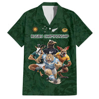 Custom Rugby Southern Hemisphere Family Matching Tank Maxi Dress and Hawaiian Shirt Argentina AUNZ South Africa Mascot Green - Polynesian Pride