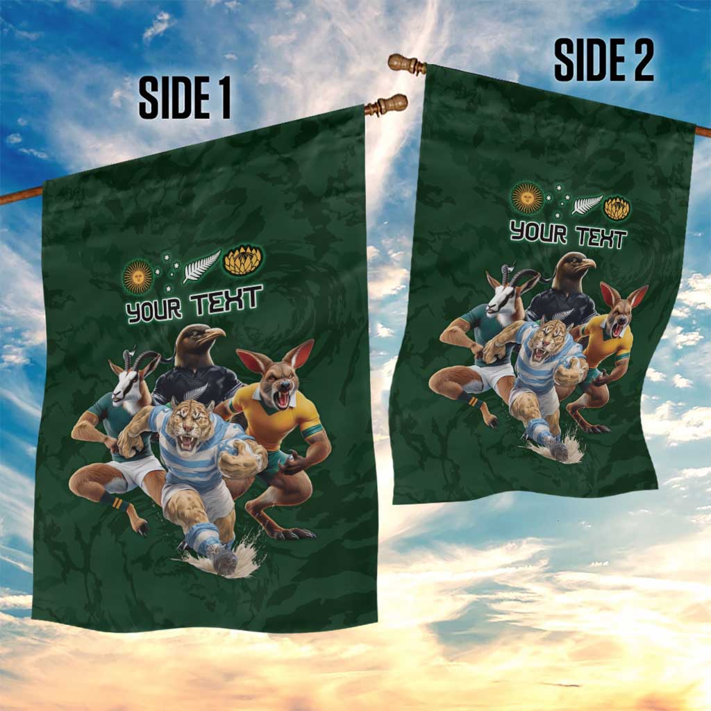 Custom Rugby Southern Hemisphere Garden Flag Argentina AUNZ South Africa Mascot Green - Polynesian Pride