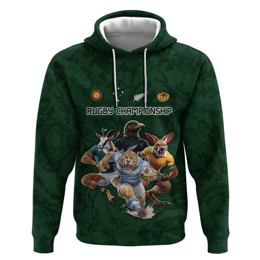 Custom Rugby Southern Hemisphere Hoodie Argentina AUNZ South Africa Mascot Green - Polynesian Pride