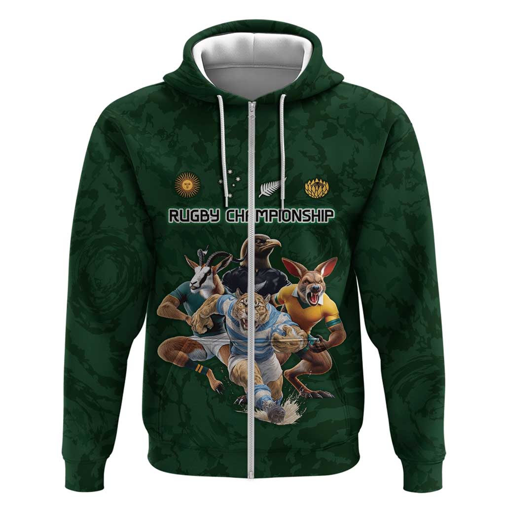 Custom Rugby Southern Hemisphere Hoodie Argentina AUNZ South Africa Mascot Green - Polynesian Pride
