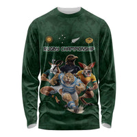 Custom Rugby Southern Hemisphere Long Sleeve Shirt Argentina AUNZ South Africa Mascot Green - Polynesian Pride