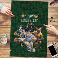 Custom Rugby Southern Hemisphere Puzzle Argentina AUNZ South Africa Mascot Green LT9 Green - Polynesian Pride