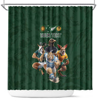 Custom Rugby Southern Hemisphere Shower Curtain Argentina AUNZ South Africa Mascot Green - Polynesian Pride