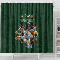Custom Rugby Southern Hemisphere Shower Curtain Argentina AUNZ South Africa Mascot Green - Polynesian Pride