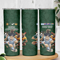 Custom Rugby Southern Hemisphere Skinny Tumbler Argentina AUNZ South Africa Mascot Green - Polynesian Pride