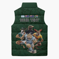 Custom Rugby Southern Hemisphere Sleeveless Puffer Jacket Argentina AUNZ South Africa Mascot Green LT9 - Polynesian Pride