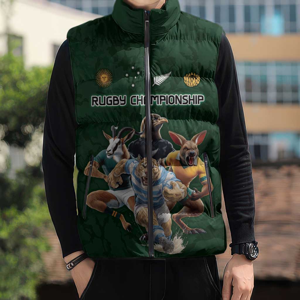Custom Rugby Southern Hemisphere Sleeveless Puffer Jacket Argentina AUNZ South Africa Mascot Green LT9 - Polynesian Pride