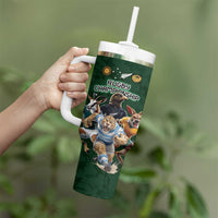 Custom Rugby Southern Hemisphere Tumbler With Handle Argentina AUNZ South Africa Mascot Green - Polynesian Pride