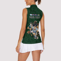 Custom Rugby Southern Hemisphere Women Sleeveless Polo Shirt Argentina AUNZ South Africa Mascot Green - Polynesian Pride