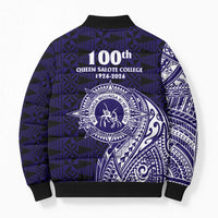 Tonga Queen Salote College 100th Years Bomber Puffer Jacket Est 1926 Tongan Ngatu Tapa - Polynesian Pride