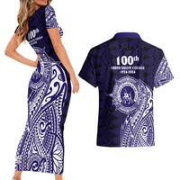 Tonga Queen Salote College 100th Years Couples Matching Short Sleeve Bodycon Dress and Hawaiian Shirt Est 1926 Tongan Ngatu Tapa - Polynesian Pride